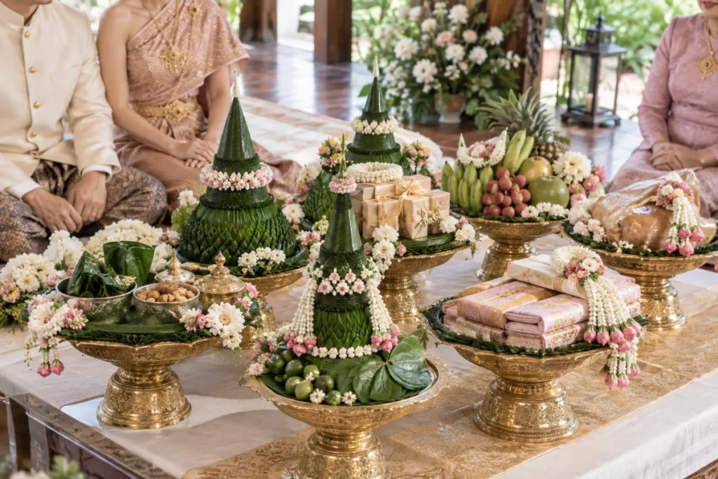 พานขันหมากเอกและขันหมากโทในพิธีแต่งงานไทย